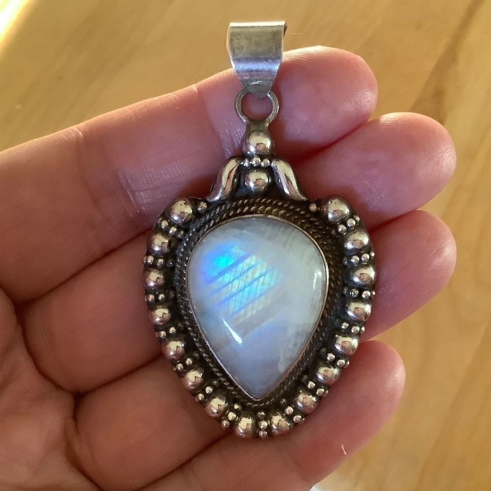 STERLING SILVER 925 MOON STONE LARGE SIZE PENDANT​​